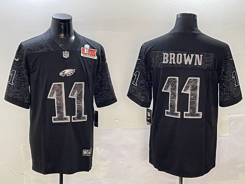 Men Philadelphia Eagles #11 Brown Black 2025 Nike Vapor Limited NFL Jersey style 2